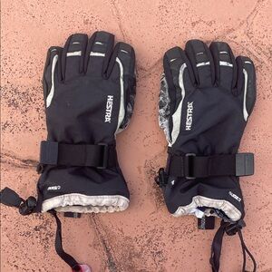 Hestra Black and White Ski Gloves